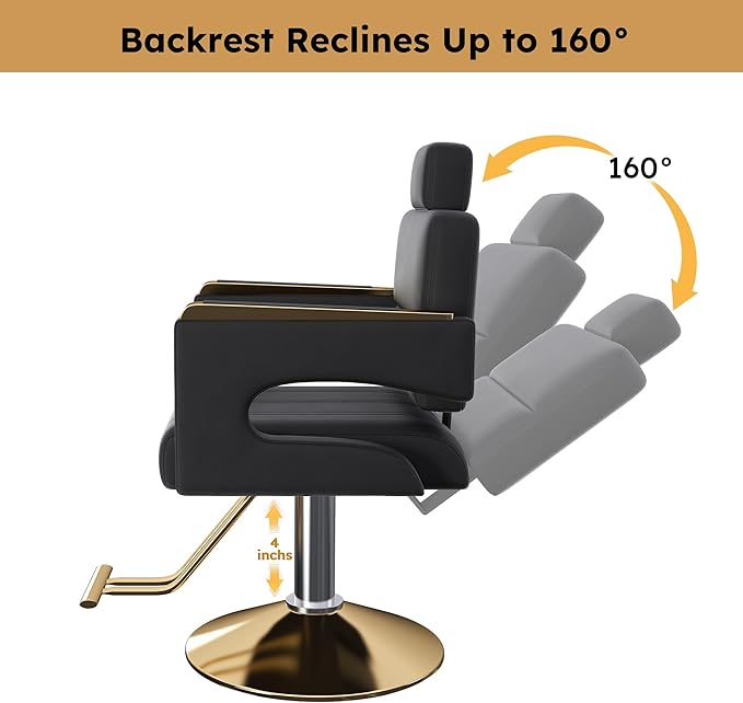 Heavy Duty Barber Chair for Hair Stylist,Professional Hair Salon Stool with Footrest,Adjustable Seat Height 34-40" Barber Beauty Equipment for Hair Stylist Spa Shampoo