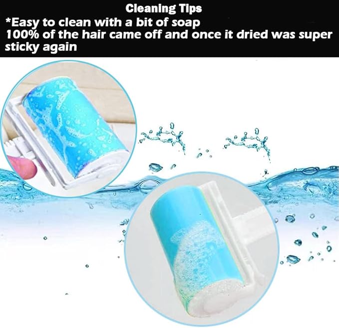 Lint Roller 5 Pack, Reusable Washable Lint Roller Sticky Gel Lint Remover Pet Hair Remover Cleaner for Clothes, Travel Essentials Household Use, Include Large Small Size