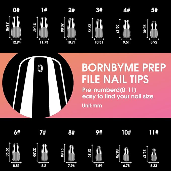 Long Coffin Soft Gel Nail Tips, BORNBYME 240 PCS Pre Buff Full Cover Shaped Nail Extenison Tips Half Matte Gel Tips