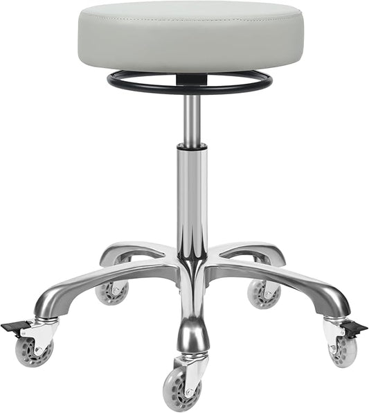 Salon Rolling Stools with Locking Wheels - Adjustable Swivel Stool Chair Heavy Duty 400 lbs Thick Cushion Hydraulic Shop Stool for Tattoo Facial Massage Kitchen Counter Salon Spa Medical Garage(Grey)
