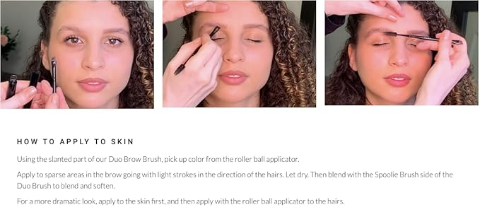 elke BROW FIXX (Brunette) fiber-rich ingredients adds natural thickness unique roller ball applicator long-lasting wear water resistant non-flaking (Brunette)