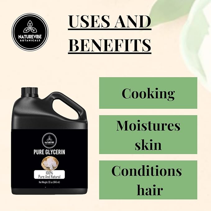 Naturevibe Botanicals Glycerine Liquid Oil 32 Ounces | 100% Pure and Natural | Great for Skin Care and Hair Care