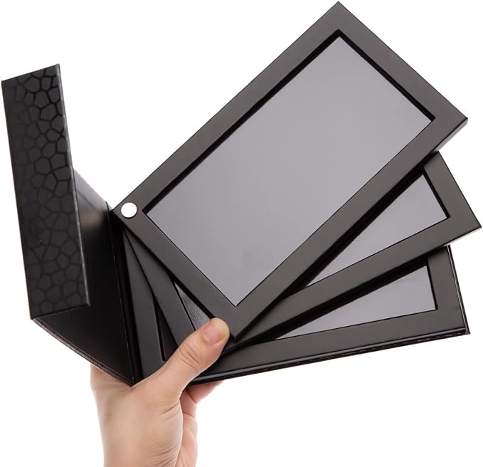 Allwon 3-Layer Rotation Magnetic Palette 3 in1 Empty Makeup Palette Storage Box for Eyeshadow Lipstick Blush Powder (Black)