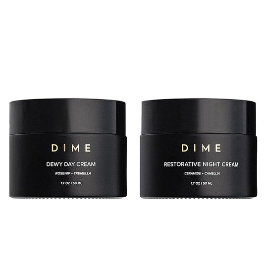 DIME Beauty Moisture Set - Includes Dewy Day Cream + Restorative Night Cream (50 ml Each)