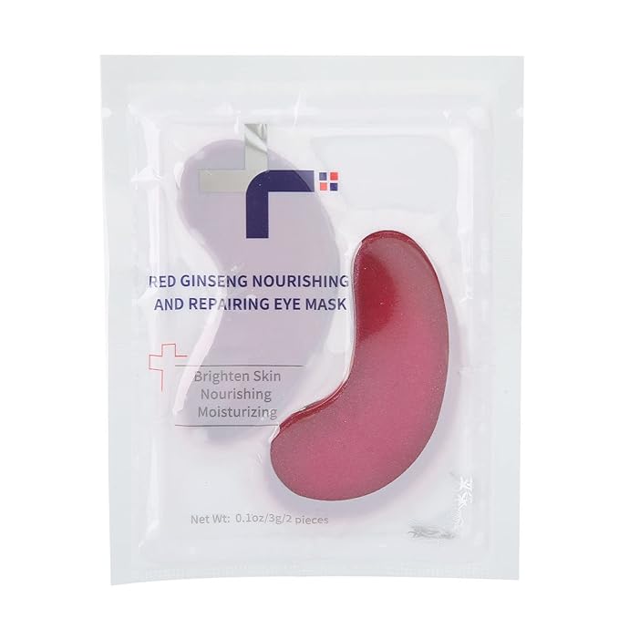 Eye Patches, 20PCS Red Ginseng Repair Eye Moisturizing Nourishing Eye Patch Firming Pad Dark Circles Crystal Collagen 3g for Wrinkles, Puffy Eyes