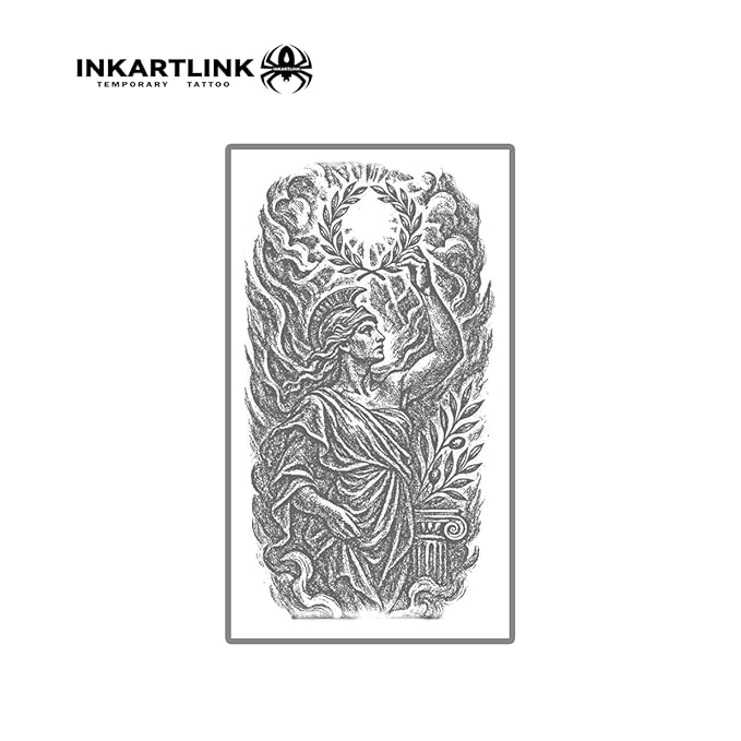 INKARTLINK Semi Permanent Tattoo, creative retro myth party tattoo, exquisite and realistic design, interesting tattoo experience, cruelty-free, non-reflective, waterproof (Goddess of Victory)