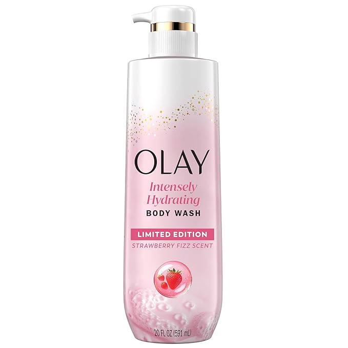 Olay Body Wash for Women, Intensely Hydrating, Pro-Hyaluronic Acid Serum Complex, Renews Moisture, Vitamin B3 Lameller Technology, For All Skin Types, Strawberry Summer Fizz Scent, 20 fl oz