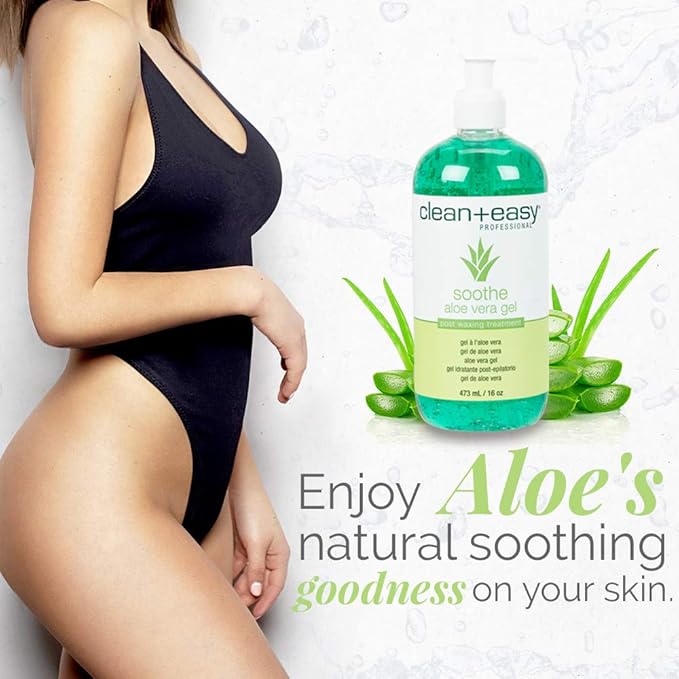 Clean + Easy Soothe Aloe Vera Gel Post Waxing Treatment, Calms and Soothes Irritated Skin After Waxing, Non-greasy and Gets Rid Of Excess Wax Residue, 16 oz