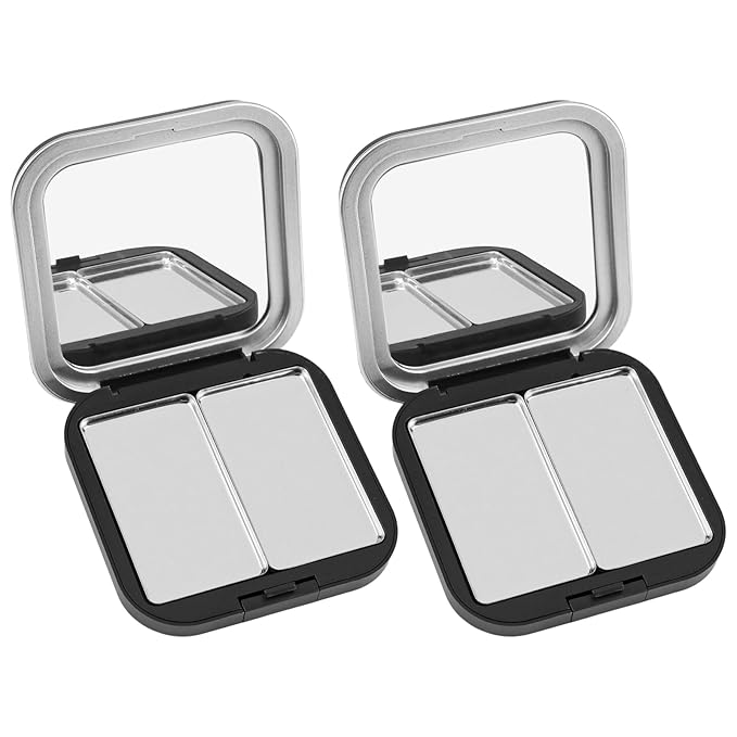 2Pcs Empty Eyeshadow Palette - Refillable DIY Makeup Palette with Grids for Makeup Pans - Custom Cosmetic Organizer Case for Blush Lipstick Powder Travel