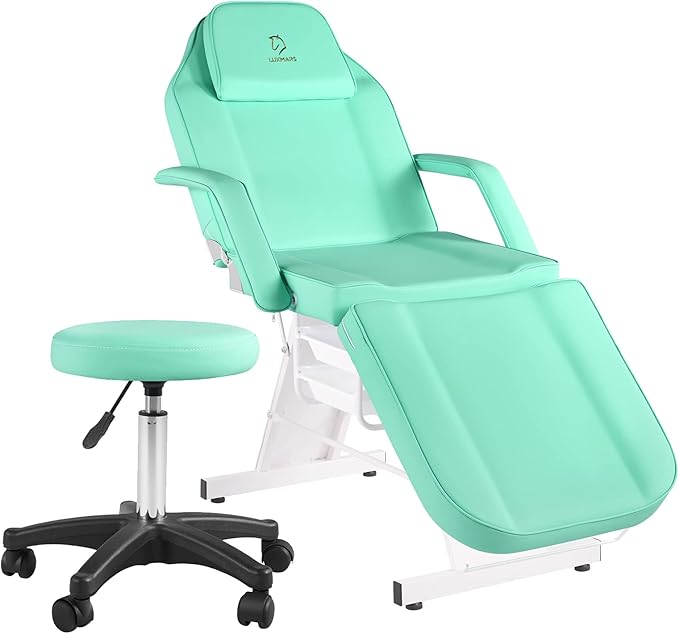 Massage Spa Bed Facial Chair Table Tattoo Chair 73in 3-Section Multipurpose Massage Bed Professional Facial Chair Tattoo Table Beauty Spa Salon Equipment Light Green