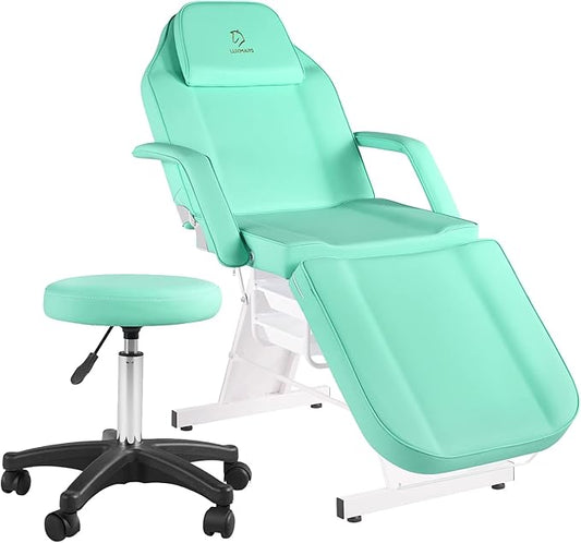 Massage Spa Bed Facial Chair Table Tattoo Chair 73in 3-Section Multipurpose Massage Bed Professional Facial Chair Tattoo Table Beauty Spa Salon Equipment Light Green