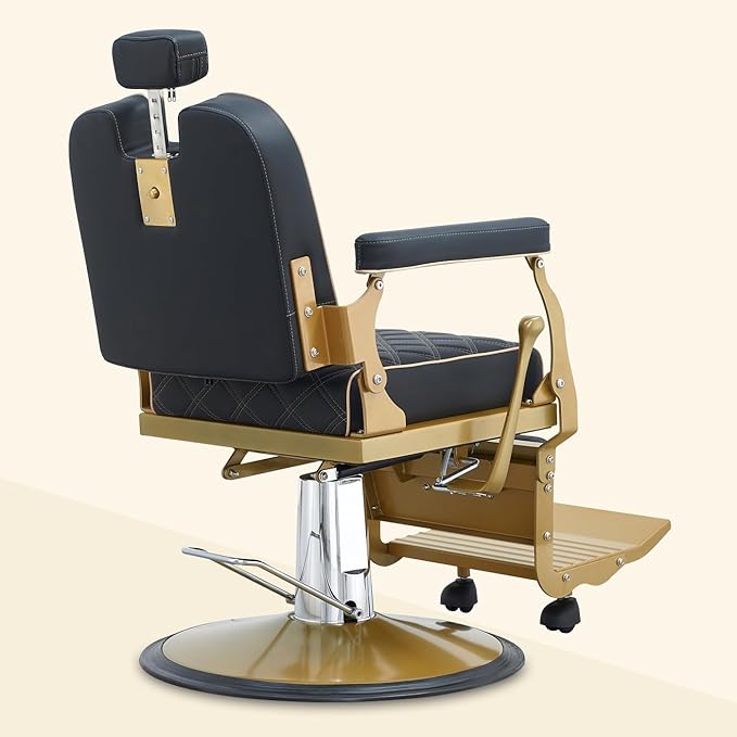 Barber Chair Hair Salon Chair,Heavy Duty 700 LBS, for Hair Stylist Barber Beauty Tattoo Massage(Gold)