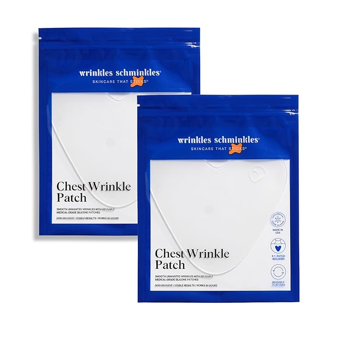 Wrinkles Schminkles Chest, Cleavage & Body Stretch Mark Wrinkle Patches | Reusable Hypoallergenic Pregnancy Safe Silicone Smoothing Pads to Prevent and Reduce Wrinkles & Stretch Marks | 2 Pack