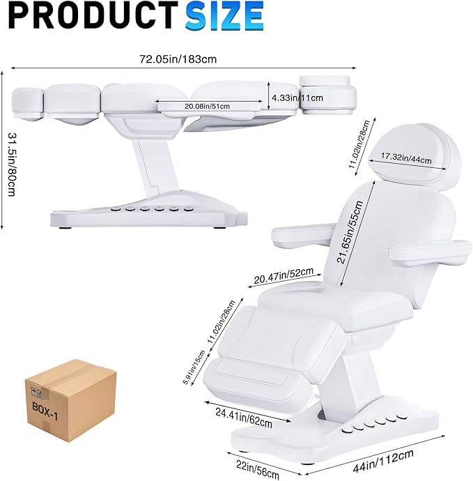 Fully Electric Beauty Tattoo Chair Facial Bed with 3 Motor for Esthetician Clients, Multi-Functional Adjustable Backrest and Legrest Electric Spa Chair with 200W Motor for Physical Therapy