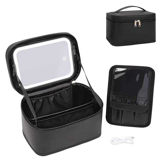 Ocheal makeup bag with led