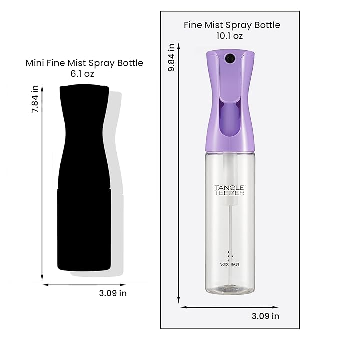 TANGLE TEEZER Fine Mist Continuous Spray Bottle, Reusable and Refillable, for Hair Detangling and Styling, 10.1 oz, Lilac