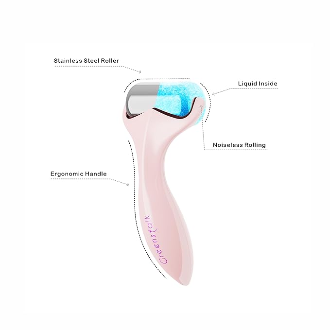 Greenstalk Ice Roller for Face & Eyes – Medical-Grade Stainless Steel Cooling Face Roller for Puffiness Relief, Dark Circles, Skincare Routine – Dual Cold & Warm Therapy, Ergonomic Design（1 unit）