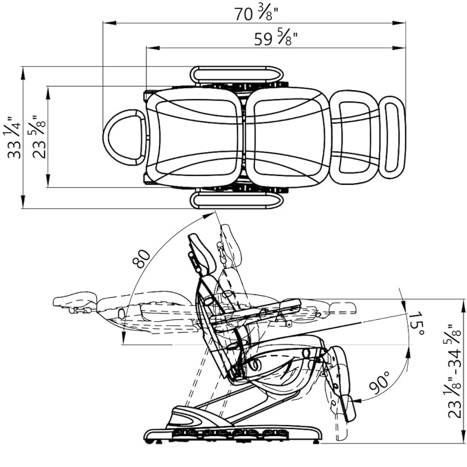 Dir Full Electrical 4 Motor Facial Beauty Bed - Doctor, Tattoo, Medical Podiatry Chair - Spa Aesthetic Chair with Thermal Heated Seats Apollo, Black