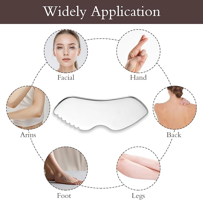 Guasha Tool for Face, Stainless Steel Metal Gua Sha Facial Tools for Body Lymphatic Drainage Massager Sculpting Skin Care (Bag 1, Count, 1)