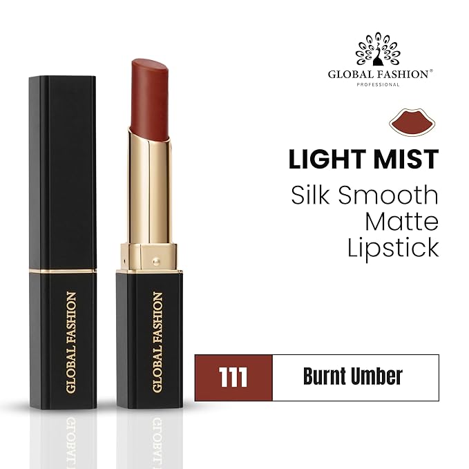 Global Fashion Silk Smooth Matte Lipstick – Long-Lasting, Luxurious Color, Rich Hydration, Lightweight Formula, Lightweight Matte Lip Color for Women, Available in Multiple Shades (111, 0.12 oz)