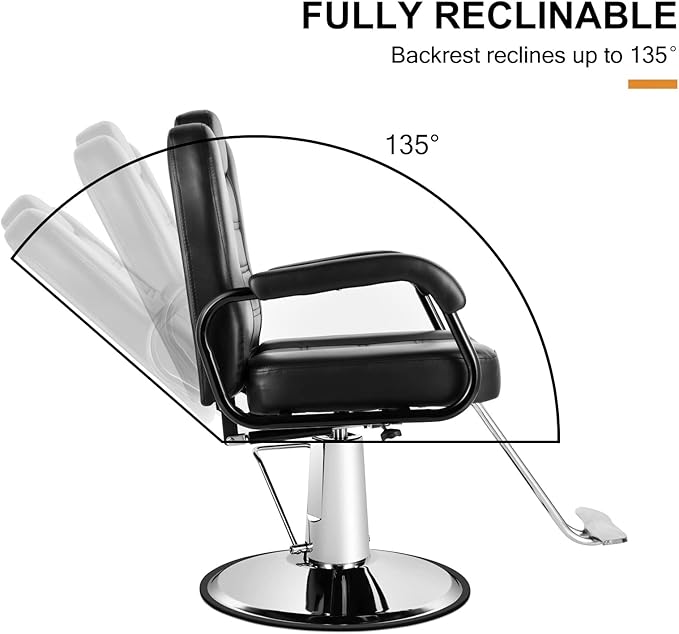 Artist hand Barbers Chairs, Heavy Duty Hydraulic Reclining Salon Chair Spa Furniture Shampoo Reclining Extra Wider Seat Beauty Hair Salon Equipment(Black)
