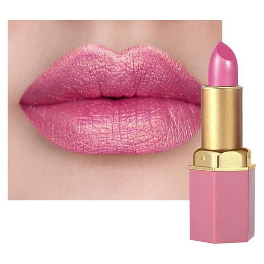 Pink Purple Metallic Lipstick for Women,Lightweight Shimmer Frosted Lipstick,Glitter Lip Gloss Stain Long Lasting Waterproof Smudge Proof 24 Hour Full Coverage Lip Makeup,Vegan