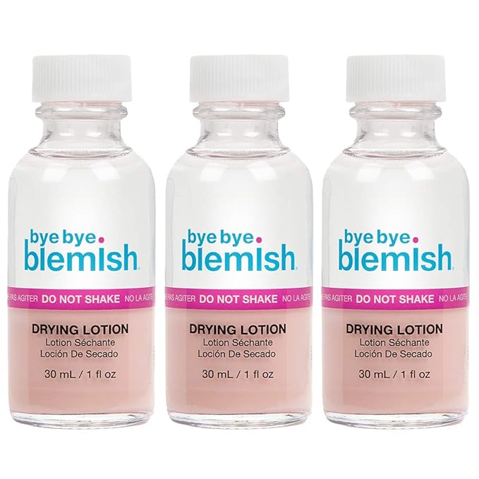 Bye Bye Blemish Acne Drying Lotion, Reduce Pimples Overnight, On-the-Spot Pimple Treatment, Beauty Skincare Essential - 1oz. (3 Pack)