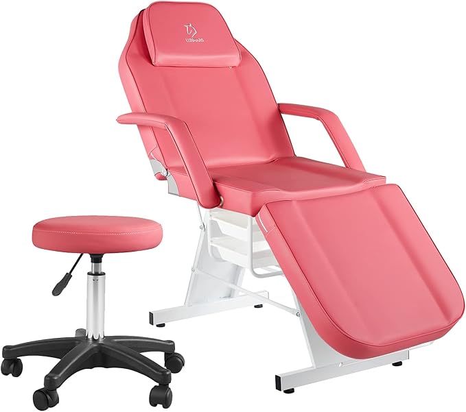 Facial Chair,73 inch Tattoo Chair for Client,3-Section Adjustable Massage Table with Hydraulic Stool, Multipurpose Beauty Beds Salon Equipment for Esthetician, Tattooshop, Spa