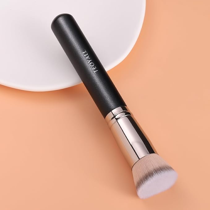 TEOYALL Kabuki Foundaiton Brush, Soft Dense Synthetic Bristles Flat Top Blending Buffing Brush For Liquid Cream Contour Bronzer Foundation