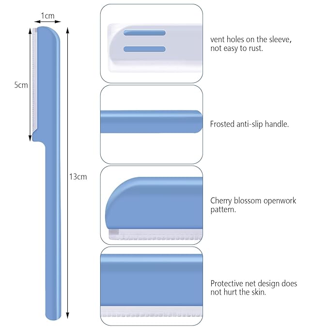 Women's Facial Razor Eyebrow Shaver Razor Brow Shaper Eyebrow Trimmer Dermaplaner Shaping Tool with Cover (Blue)