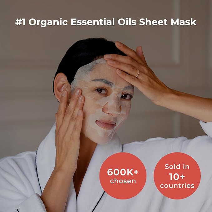 INNA ORGANIC Sheet Mask - Anti-aging & Tightening｜EWG & COSMOS certified (Pack of 3) | Frankincense Essential Oils Infused Skin Care | Luxury Clean Beauty