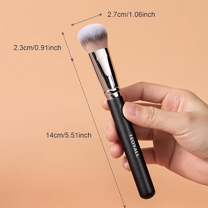 TEOYALL Domed Cheek Brush, Medium Precision Brush Head with Dense Synthetic Bristles for Contour Bronzer Blush with Loose Powder Cream