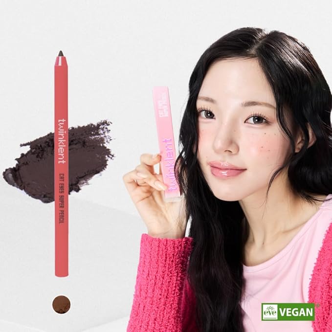 TWINKLENT Cat Eyes Super Pencil – 24-Hour Long-Lasting Waterproof Gel Eyeliner, Multipurpose Vegan Eye Makeup, Built-in Sharpener, 6 Shades (2-Black Suga Bubble Brown)