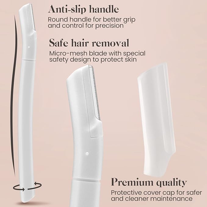 Eyebrow Razor, Dermaplane Face Razors for Women Facial Hair, Eyebrow Shaver(8 Count), Peach Fuzz Removal, Dermaplaner to Exfoliate and Refresh the Skin (White, Black)