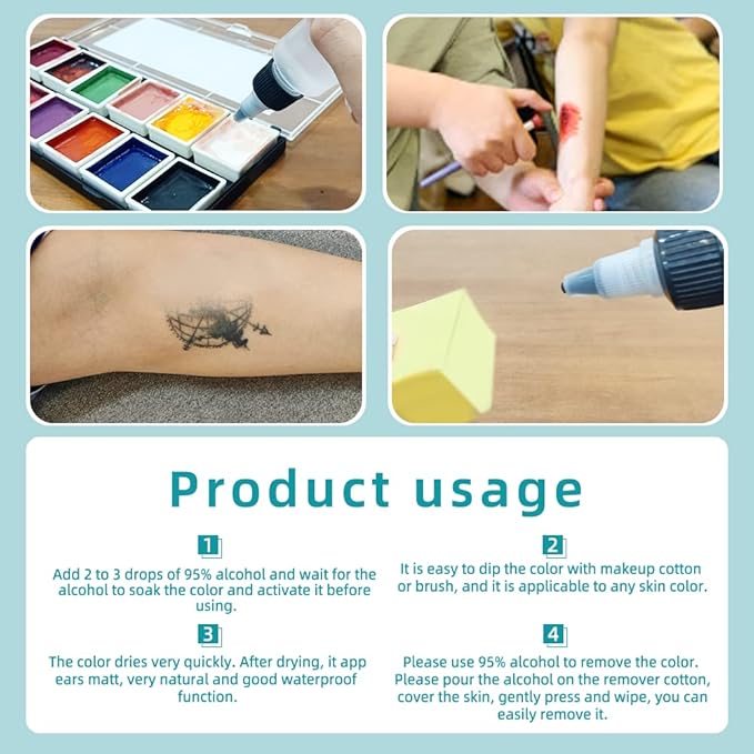 12 Colors Alcohol Activated Makeup Palette Set