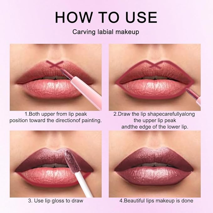 Kaely 2-in-1 Dark Wine Red Metallic Lipstick and Lip Liner, Shimmer Liquid Metallic Lipsticks for Women, Glitter Lip Gloss Stain Long Lasting Waterproof Smudge Proof 24 Hour, Vegan Makeup, 03