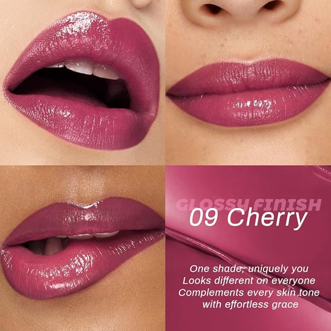 evpct Plum Cherry Honey Lipstick Tinted Lip Balm, Sheer Hydrating Shine Tinted Lipstick for Women, Moisturizing Lip Color, Nourishing Tinted Lip Balm Plumper Gloss Stain, Glossy Shiny Finish, 09Cherry