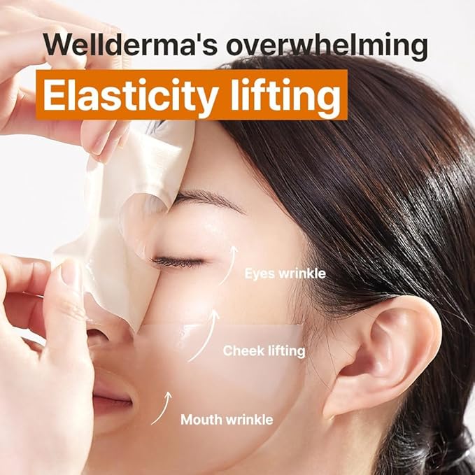 WELLDERMA Retinol Peptide Lifting Restore Hydrogel Fitting Mask, 25g x 4 Sheets – Firming & Hydrating Micro-Hole Sheet Mask with Retinol, Peptide Complex, Collagen Water & Niacinamide