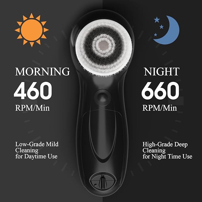 TOUCHBeauty Facial Cleansing Brush for Men Face Scrubber with Advanced PBT Bristles Spin Brush & Stand, Facial Cleansing System Designed for Men | Dual Speed, Waterproof, Battery Powered TB-0759M