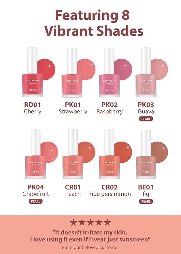 A'PIEU Juicy-Pang Water Blusher [CR02] – Fruity Liquid Blush for Cheeks, Buildable & Blendable Color, Hydrating Dewy Finish with Fruit Extract Blend & Rose Flower Water, 0.31 fl oz