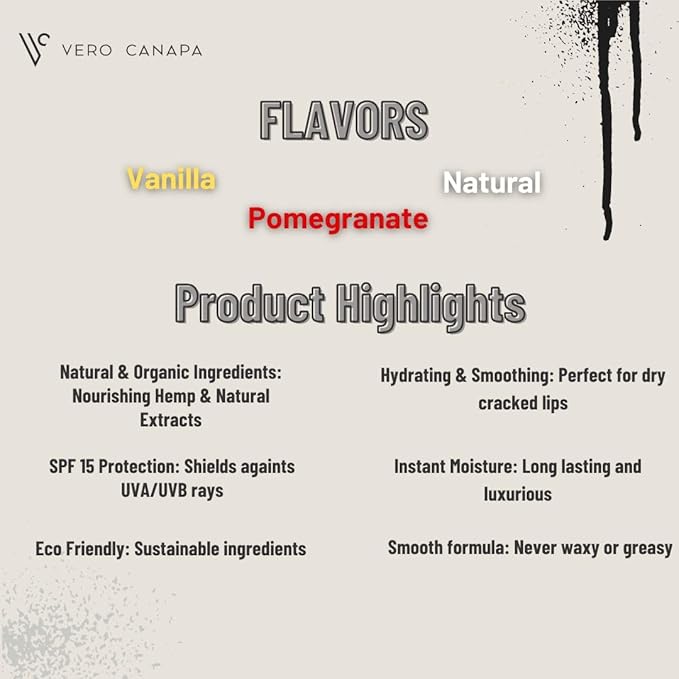 Vanilla Organic Hemp Lip Balm with SPF - 3 Pack | Lip Moisturizer |Sunscreen Lip Balm | SPF Lip Balm | Lip Care | Lip Balm Hydrating | Lip Balm Bulk | Lip Balm SPF | Lip Care Products