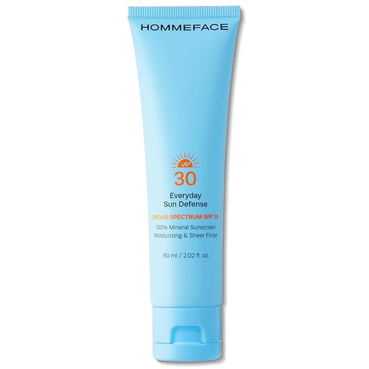 HOMMEFACE Everyday Sun Defense Broad Spectrum SPF 30 - Daily Mineral Face Moisturizer, Facial Sunscreen Lotion, Reef-Safe, Non-Greasy, 2.02 Fl. Oz.