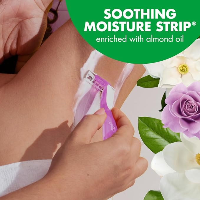 BIC Soleil Escape Women's Disposable Razors, 3 Blades for a Comfortable Shave, Pack of Rose and Magnolia Scented Handle Shaving Razors for Women, 3 Count