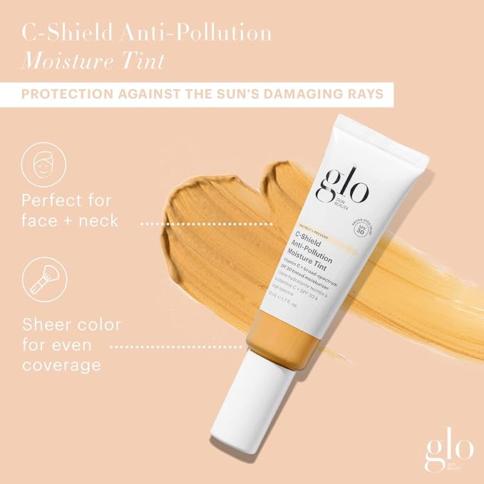 Glo Skin Beauty C-Shield Anti-Pollution Moisture Tint - Tinted Moisturizer With SPF 30 for Face, Broad Spectrum Protection & Vitamin C, 1.7 Oz (6W-Medium)