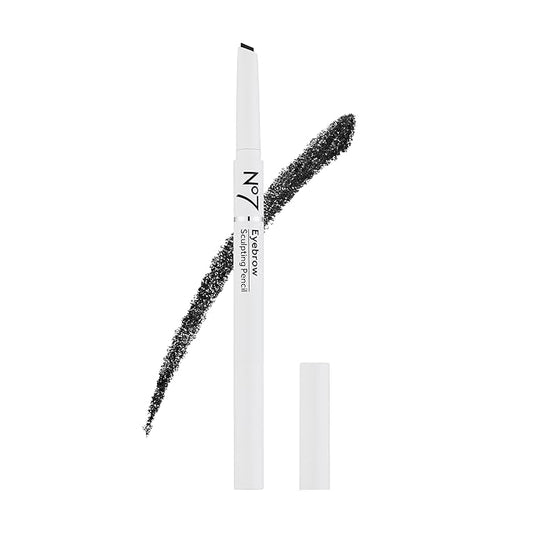 No7 Beautiful Eyebrows Sculpting Pencil - Black - Precision-Tip Eyebrows Pencil with Angled Brush Tip - Sculpting Brow Pencil with Spoolie Brush to Comb & Style Brows - (0.2g)