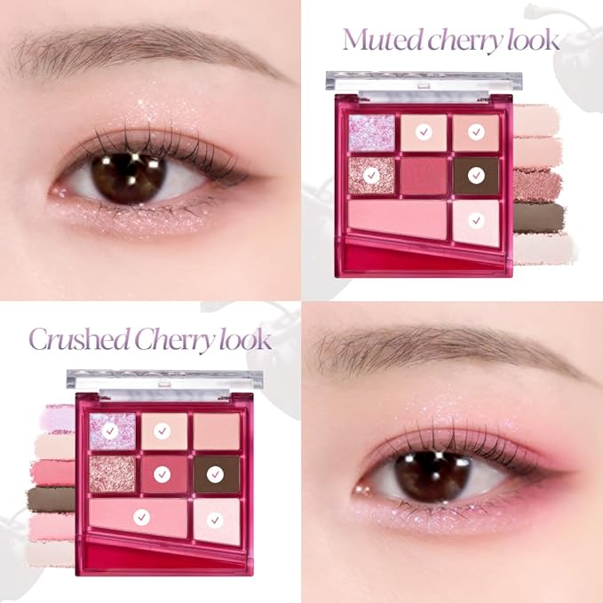 Espoir Real Eye Palette All New #5 Hushed Cherry 0.17 oz | Multi-Use Long-Lasting Blendable 8 Colors Natural Glitter Soft veil matte Makeup Eyeshadow Palette for Various Makeup Looks | Korean Makeup