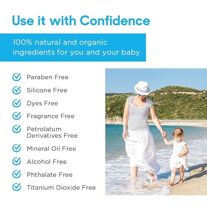 Natural and Vegan SPF 50+ Mineral Sunscreen for Full Body - Water Resistant (80 Minutes), Unscented, Titanium Dioxide FREE - Safe for Newborn and Whole Family - Non-Nano Best Sunscreen,100ml