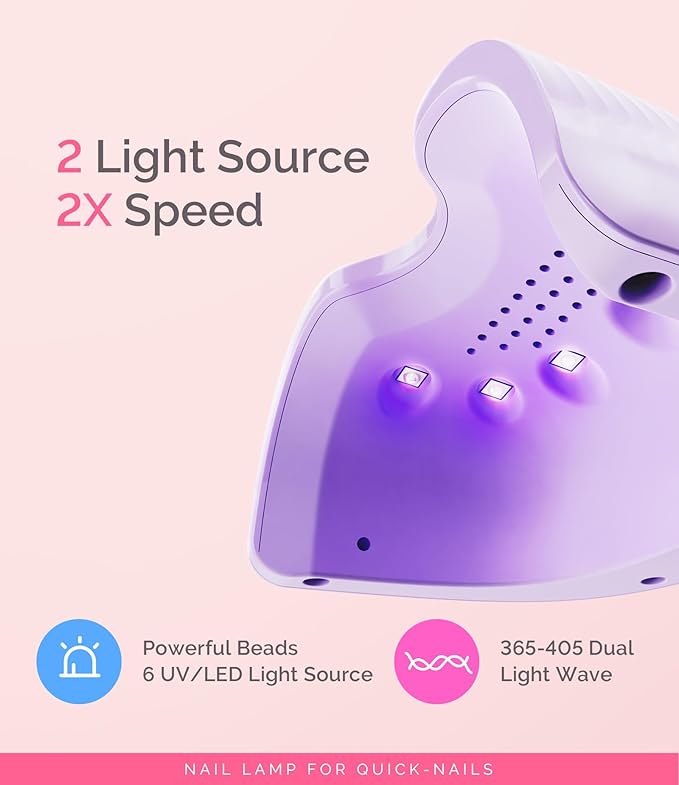 MelodySusie Small LED UV Nail Lamp with Lightweight Design, P-ART06F Nail Dryer with Simple Button Control Cures All Soft Gels at Home, Especially Half-Cured Gel, Base Coat & Top Coat Purple