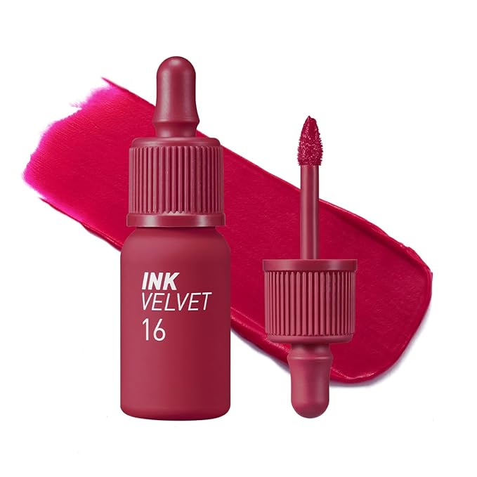 Peripera Ink the Velvet Lip Tint - High Pigment Color, Longwear, Weightless, Not Animal Tested, Gluten-Free, Paraben-Free (016 HEART FUCHSIA PINK)
