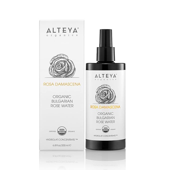 Alteya High-Potency Rose Water USDA Organic Facial Toner, 6000 Roses in a Bottle, 6.8 Fl Oz/200mL Pure Bulgarian Rosa Damascena Flower Water, Award-Winning Moisturizer in Miron Biophotonic Glass
